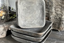 Set van 2 vierkante houten schaaltjes